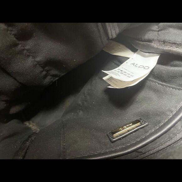 Aldo black satin quilted small backpack pre owned - Picture 12 of 12